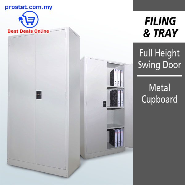 Full Height Swing Door Metal Cupboard with 3 Adjustable Shelves for Office Storage in Malaysia - Prostat Malaysia Online B2B Office Supplies (Steel Cabinet)