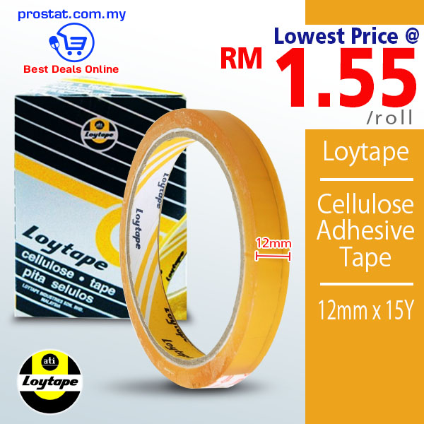 Loytape Cellulose Adhesive Tape 12mm x 15Y office stationery tape Malaysia - Prostat Malaysia Online B2B Office Supplies (Cellulose Tape)