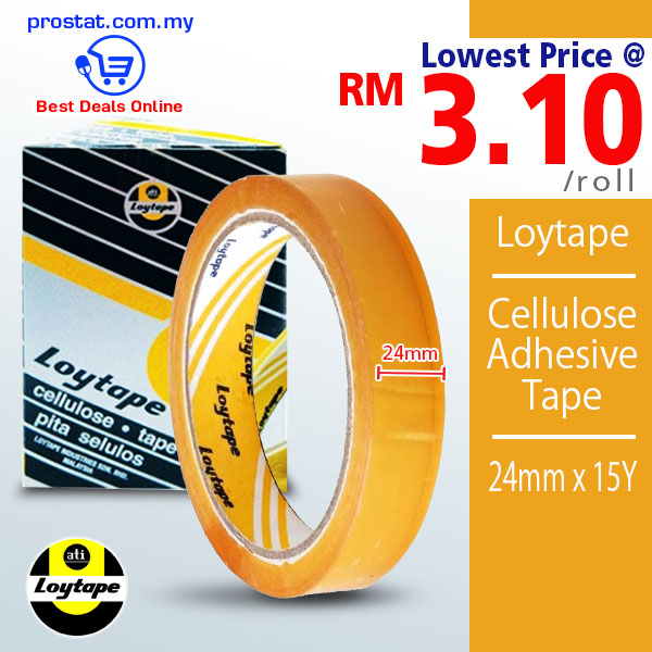 Loytape Cellulose Adhesive Tape 24mm x 15Y clear office stationery tape Malaysia - Prostat Malaysia Online B2B Office Supplies (Cellulose Tape)