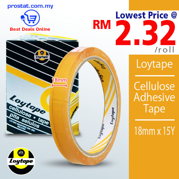 Loytape Cellulose Adhesive Tape 18mm x 15Y clear office stationery tape Malaysia - Prostat Malaysia Online B2B Office Supplies (Cellulose Tape)