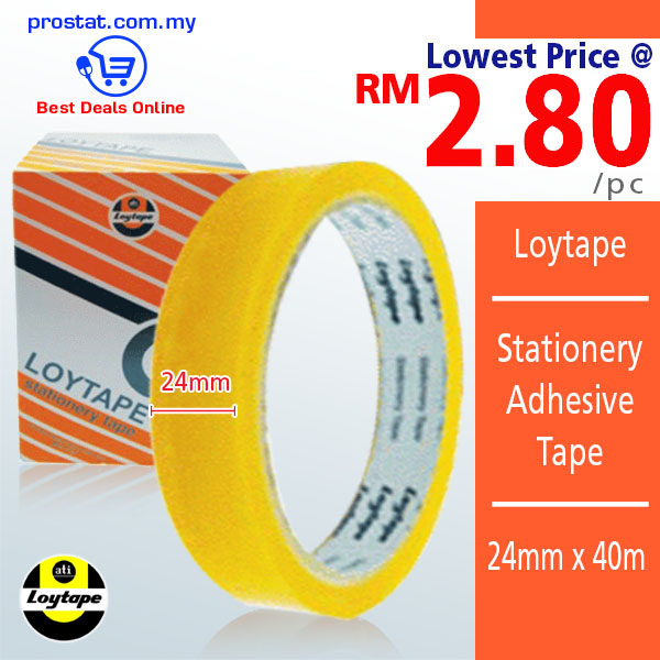 Loytape Stationery Adhesive Tape 24mm x 40m - Lowest @ RM2.80-RM3.60/Roll – Malaysia Online office supply prostat.com.my
