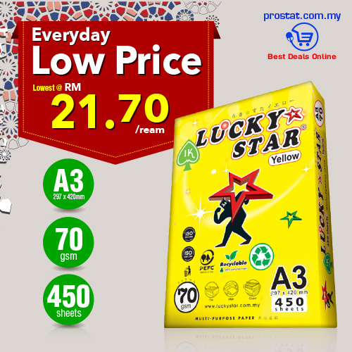 LuckyStar A3 Copier Paper 70gsm - Malaysia Online office supply