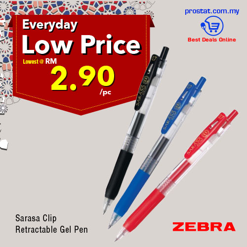Zebra Sarasa Clip Retractable Gel Pen 0.7mm - Prostat malaysia Online office Supplies