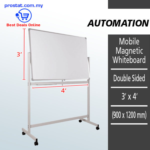 Mobile Double Sided Magnetic Whiteboard 3' x 4' With Stand (900 x 1200 mm) – Malaysia Online office supply prostat.com.my