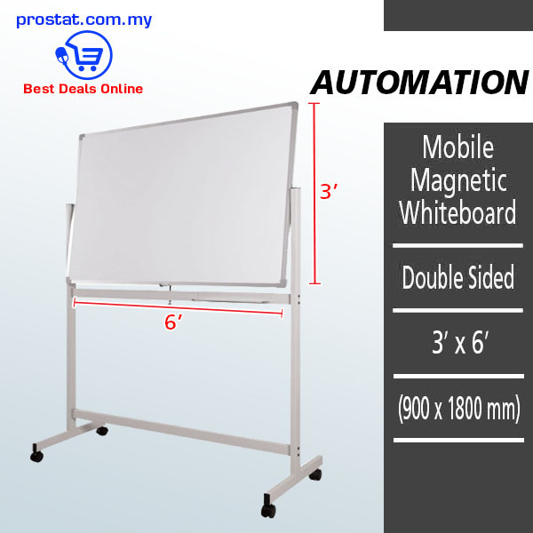 Mobile Double Sided Magnetic Whiteboard 3' x 6' With Stand (900 x 1800 mm) – Malaysia Online office supply prostat.com.my
