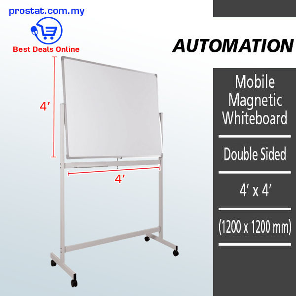 Mobile Double Sided Magnetic Whiteboard 4' x 4' With Stand (1200 x 1200 mm) – Malaysia Online office supply prostat.com.my