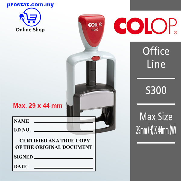 Online Custom Made Colop Stamp, Rubber Stamp, Sticker, Name Tag, Common Seal, AE Stamp, Flash Stamp. Shop COLOP Office Line S300 to Enjoy More Discount Prices.