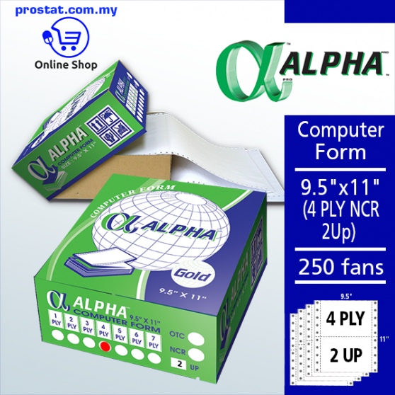 Alpha Computer Form 9.5" x 11" - 4Ply NCR -2UP | Best Price