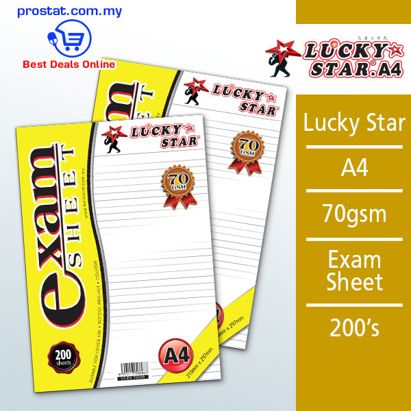 Lucky Star A4 70gsm Exam Sheet 200's – Malaysia Online office supply prostat.com.my