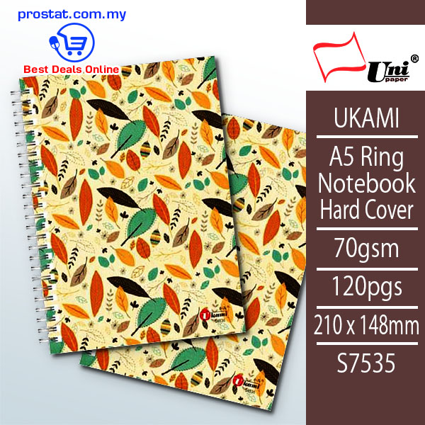 UKAMI A5 Ring Notebook Hard Cover 70gsm 120pgs  S7535 – Malaysia Online office supply prostat.com.my