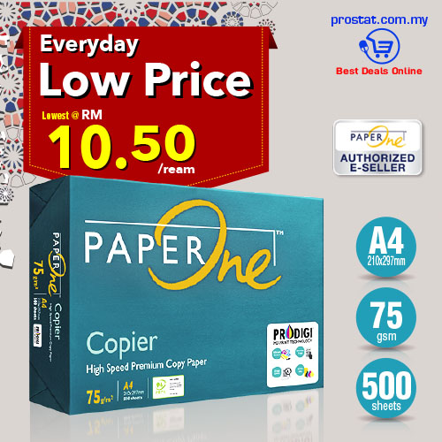 PaperOne A4 Copier Paper 75gsm Cheapest Online A4 Paper Promotion. Distributor & Wholesale for IK Yellow, PaperOne, Lucky Star, Double A in Malaysia – Malaysia Online office supply prostat.com.my