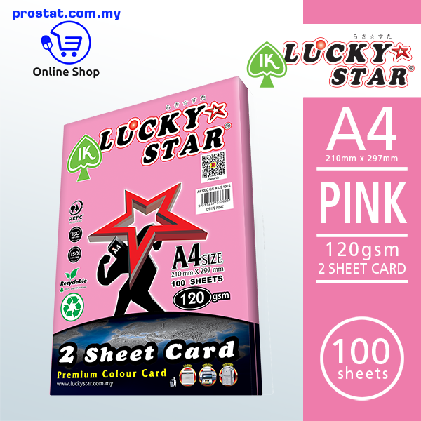 LuckyStarA42 Sheet CardCS170_Pink100SWEB2021 OneStop Online
