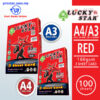 Lucky Star A3/A4 3 Sheet Color Card 160gsm-(250) Red – Malaysia Online office supply prostat.com.my