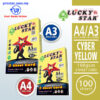 Lucky Star A3/A4 3 Sheet Color Card 160gsm-(363) Cyber Yellow – Malaysia Online office supply prostat.com.my