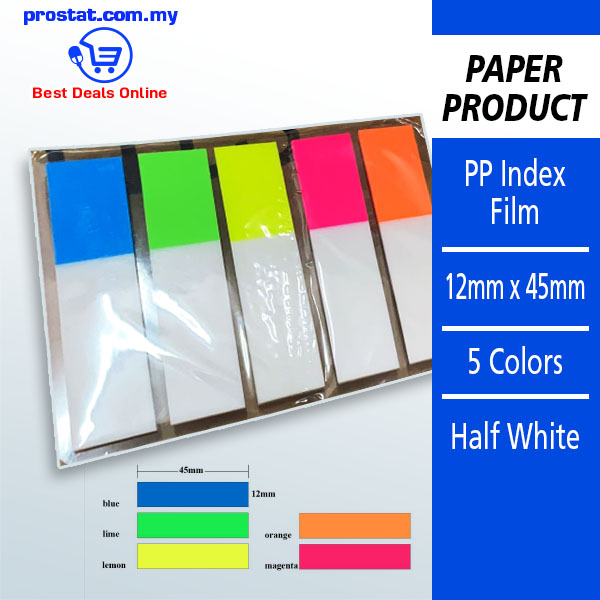 Eco PP Index Film (Opp Pack) 12mm x 45mm (5 Colors-Half White) – Malaysia Online office supply prostat.com.my