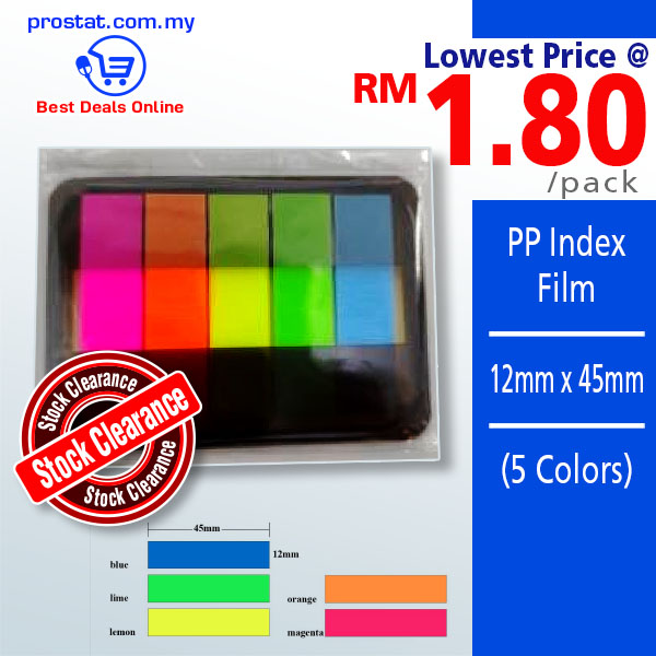 Eco PP Index Film with Cover - 12mm x 45mm (5 Colors) – Malaysia Online office supply prostat.com.my