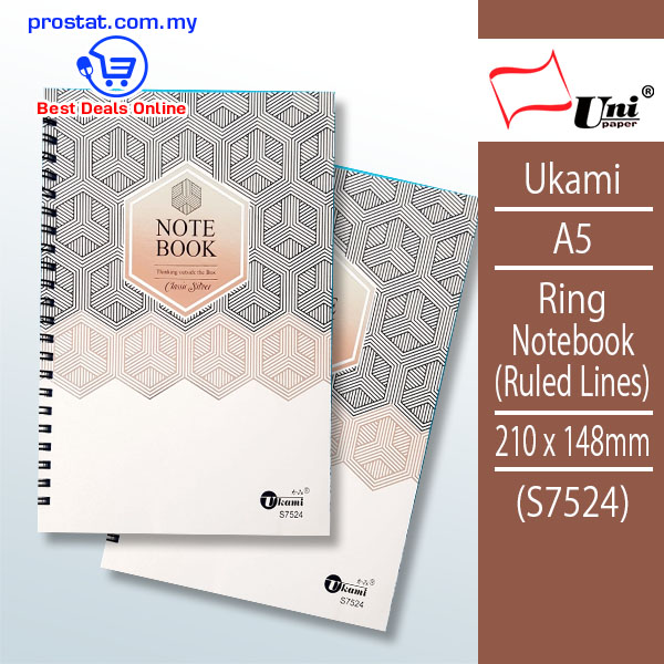 Unipaper Ukami A5 Ring Notebook (Ruled Lines) 210mm x 148mm - (S7524) – Malaysia Online office supply prostat.com.my