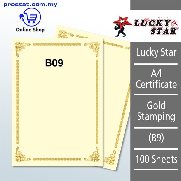 Shop A4 Certificate Gold Stamping B9 Online at prostat.com.my to Enjoy Discount Prices & Super Deals. Lowest Price One Stop Online Office Stationery Supplier