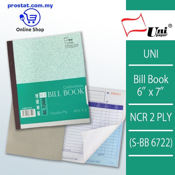 UNI Bill Book 6" x 7" NCR 2 PLY (S-BB 6722)