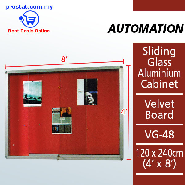 Sliding Glass Aluminium Cabinet Velvet Board VG-48 (4' x 8')