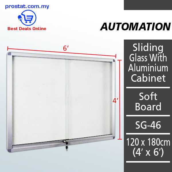 Sliding Glass With Aluminium Cabinet Soft Board SG-46 120 x 180cm (4' x 6')