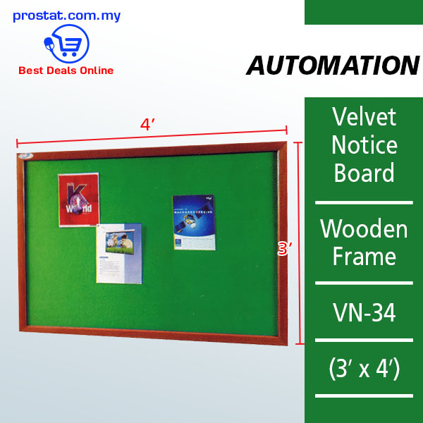 Velvet Notice Board Wooden Frame VN-34 (3' x 4')