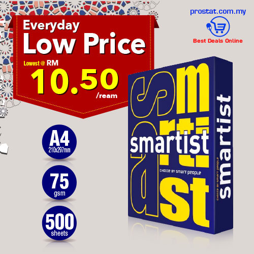 Smartist A4 Copier Paper 75gsm 500Sheet / Kertas A4 - Lowest @ RM10.50-RM11.40/Ream – Malaysia Online office supply prostat.com.my