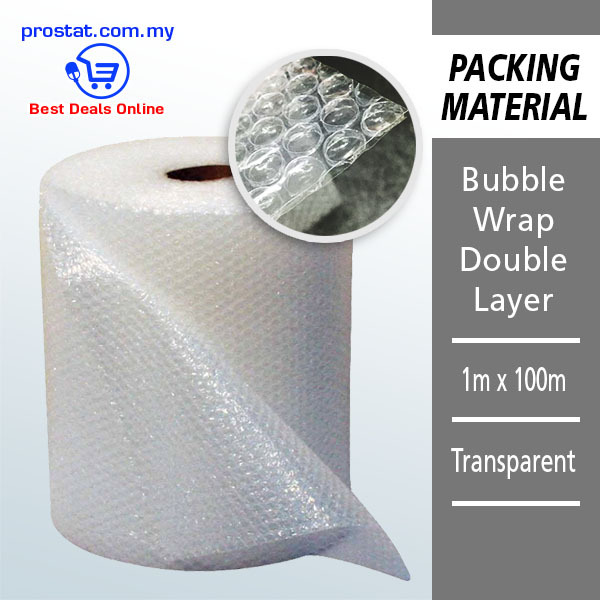 Bubble Wrap Double Layer 1m x 100m Transparent - Lowest @ RM190.00-RM220.00/Roll