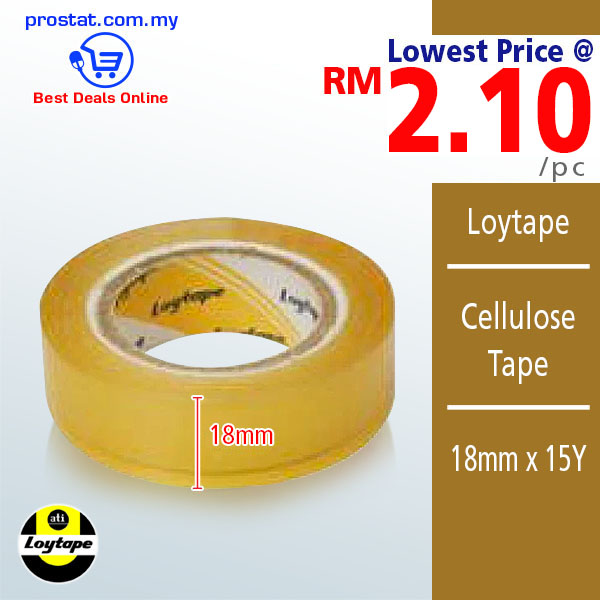 Loytape Cellulose Adhesive Tape 18mm x 15Y / Pita Pelekat Salotape - Malaysia Online office supply