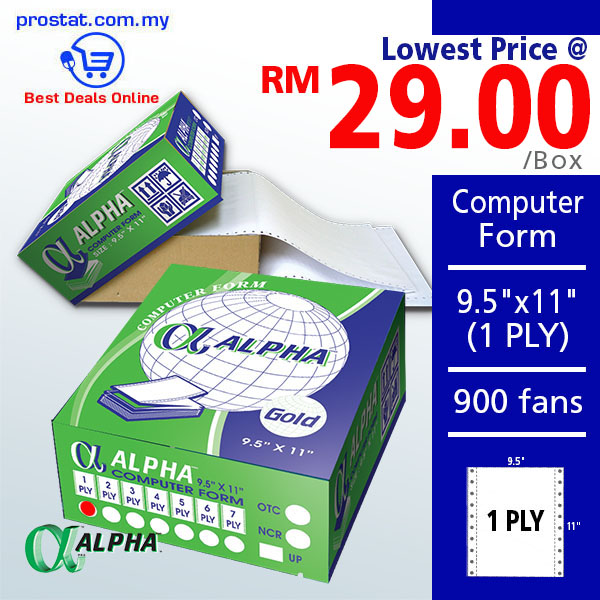 ALPHA Computer Form 9.5" x 11" - 1Ply NCR -Free Delivery Kuala Lumpur & Bulk Price Malaysia