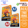 Lucky Star Cyber Orange Color Card 160gsm A3 A4 premium coloured cardstock paper for office presentations, report covers and creative projects - Prostat Malaysia Online B2B Office Supplies (Color Paper)