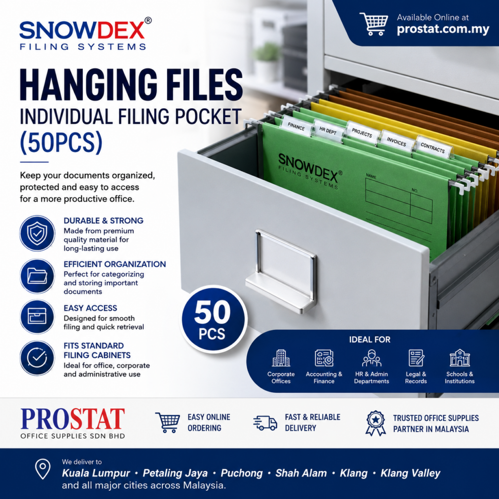 Snowdex filing pocket, PP hanging filing pocket Malaysia, lateral filing pocket